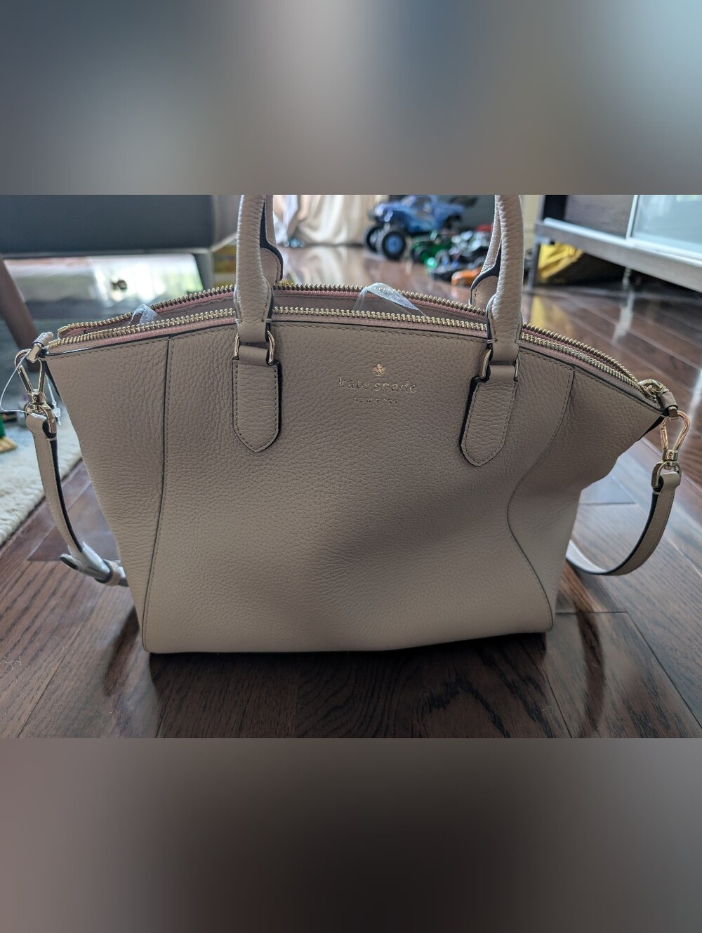 kate spade Pebbled Leather Satchel - Taupe Gray